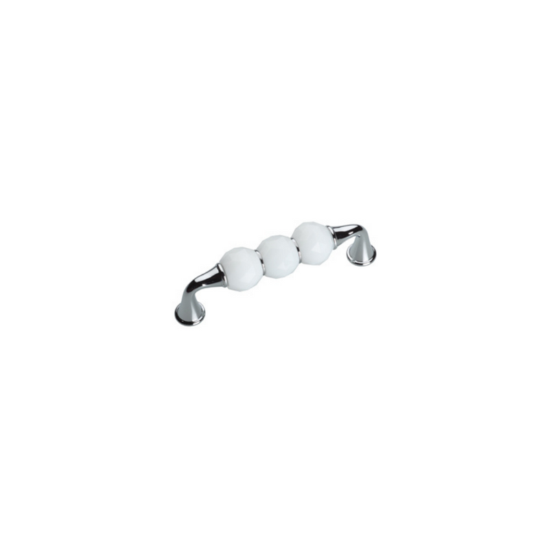 Bebek White Crystal Drawer Handle Chrome