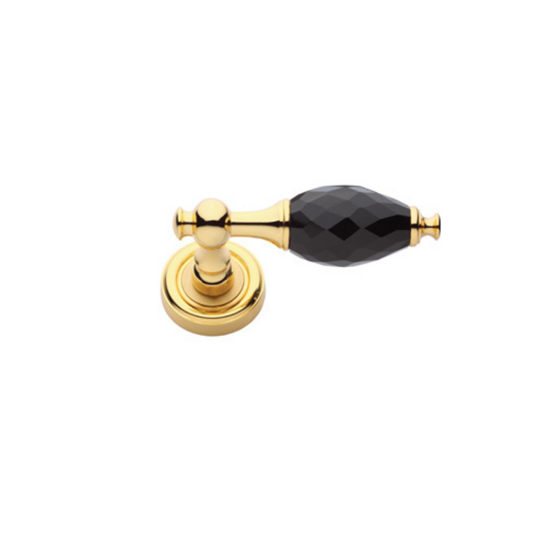 Bebek Rosette Door Handle Black Crystal